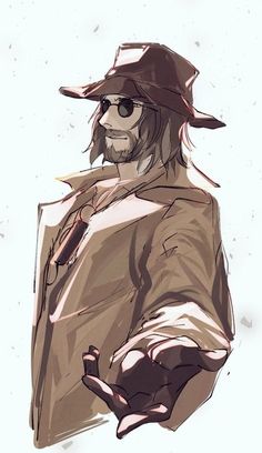 a drawing of a man wearing a hat and sunglasses