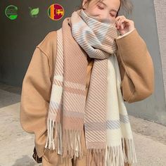 Oversized Unisex Scarf Pashmina Scarves Wraps Shawls Long Wool Pashmina Mujer Preppy Mode, Scarf Autumn, Checkered Scarf, Backless Dress Summer, Classic Scarf, Beach Mini Dress, Clothing Reference, Vintage Preppy, Checked Scarf