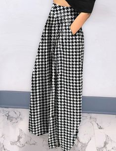 Black Plaid Print Wide Leg Pants with Pockets Printed Wide Leg Pants, Pants With Pockets, Plaid Print, Black Plaid, Bottoms Pants, Leg Pants, Wide Leg Pants, Wide Leg, Plaid