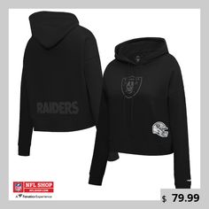 Elevate your Las Vegas Raiders game-day style with this Pro Standard Jeweled Cropped Pullover Hoodie. The fleece lining provides added warmth and a soft feel, making it perfect for those cooler game days. Featuring a heat-sealed fabric applique with rhinestone accents on the front and screen print graphics on the back, this hoodie radiates Raiders pride.