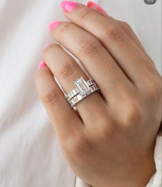 Engagement Ring Stacks, 25 Anniversary Rings, Fly Jewelry, Elegant Wedding Themes, Ring Stacks, Emerald Cut Ring, Emerald Cut Engagement Ring, Dream Rings, Cute Engagement Rings