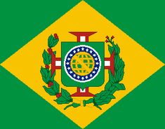 the flag of brazil is shown in green, yellow and red colors with an emblem on it