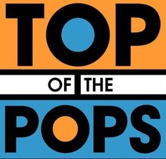 the top of the pops logo with an orange, blue and yellow design on it