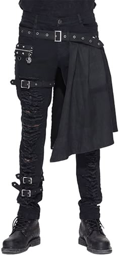 Punk Outfits Men, Goth Fashion Men, Black Leather Coat, Black Clothes, Men Trousers, Estilo Punk, Punk Outfits, Gothic Outfits