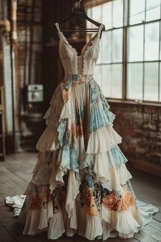 Unique Bridesmaid Dresses Boho, Vintage Boho Dress, Wedding Dresses Ideas, Fantasy Dresses, Fantasy Gowns, Fairytale Dress, Dresses Ideas, Old Fashion