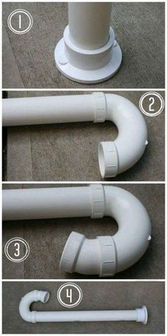 four pictures showing how to install a pipe