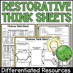 a poster with the words restorative think sheets