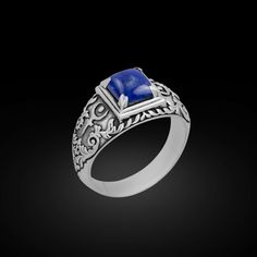 925 Lapis Hades ring,  Hades signet ring, Pluto ring, Astrology alphabet Hades ring, Planet ring, Zodiac symbol of planet, Lapis silver ring Material * 925 Sterling Silver Sizes Available * US 6-15 Gemstone * Lapis Lazuli Width * 13.0mm, Average Silver Weight * 8.2 gr. >>SHIPPED within 3-5 days Items are shipped within 3-5 business days, after Paypal confirmation is received. Estimated shipping times Europe: 2-4 weeks North America: 2-4 weeks Asia Pacific: 2-4 weeks Australia, New Zealand and Oc Sterling Silver Gemstone Signet Ring For Promise, Silver Open Signet Ring With Gemstone, Silver Symbolic Gemstone Rings, Symbolic Silver Gemstone Rings, Symbolic Silver Rings With Gemstone, Sterling Silver Gemstone Signet Ring Fine Jewelry, Sterling Silver Initial Ring, Planet Ring, Yoga Ring