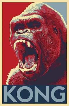 a gorilla with its mouth open and the words kong on it