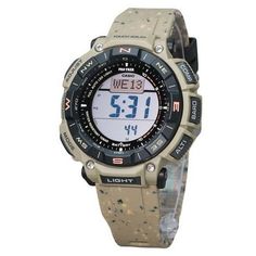 Casio ProTrek Climber Line Digital Beige Silicon Strap Tough Solar PRG-340SC-5 PRG340SC-5 100M Men's Watch Size: one size.  Color: Metal Type.  Gender: male.  Age Group: adult. Casio Protrek, Mens Sport Watches, 100m, Sport Watches, Solar