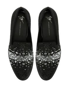 Giuseppe Zanotti Marthinique rhinestone-embellished Loafers - Farfetch Velvet Loafers, Rhinestone Material, Driving Moccasins, Men's Slippers, Suede Fashion, School Dance, Luxury Products, Shoes Collection, Mens Slippers