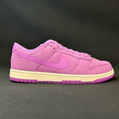 Women’s Nike Dunk Low Premium Rush Fuschia Size: 10.5 W / 9 M Condition: New / Deadstock- Minor Box Damage Style: Dv7415-500 All Of Our Items Are 100% Authentic And Sourced Directly From The Manufacturer Or Authorized Retailer. All Items Include Original Box And All Accessories Unless Otherwise Noted. Please Feel Free To Contact Us If You Have Any Questions. Purple Suede Sneakers With Round Toe, Purple Suede Lace-up Sneakers, Custom Low-top Suede Sneakers, Premium Rush, Nike Air Huarache Ultra, White Athletic Sneakers, Nike Air Max Excee, Nike React, Nike Purple