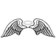 two wings with an angel halo above them