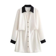 47637920448717|47637920481485|47637920514253|47637920547021 White Long Sleeve Shirt Dress For Casual Wear, White V-neck Shirt Dress For Work, White Long Sleeve Shirt Dress For Casual Days, White Long Sleeve Shirt Dress For Office, Classic Long Sleeve Mini Dress For Office, Chic White Mini Dress With Long Sleeves, White Long Sleeve Mini Dress For Day Out, White Casual Mini Dress For Office, White Office Mini Dress For Fall