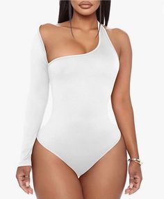 Material: 90% polyester and 10% spandex. Stretchy and cozy touch feeling .Very comfortable,Soft and breathable Hand wash cold and do not bleach Size: S=USA 4-6,M=8-10,L=12-14,XL=16-18. Please refer to our Left Size Chart Model is wearing a size small. White Fitted Bodysuit For Loungewear, Fitted White Bodysuit For Loungewear, White Lined Bodysuit For Loungewear, High Stretch White Bodysuit For Spring, White High Stretch Casual Bodysuit, White Stretch Bodysuit For Loungewear, White Trendy Bodysuit For Loungewear, Trendy White Bodysuit For Loungewear, White Stretch Top With Lined Body