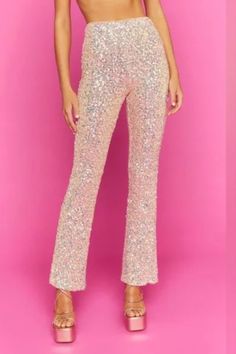 Chic Festive Embellished Bottoms, Embellished Long Pants For Party, Sparkling Evening Pants, Embellished Straight Leg Bottoms For Party, Embellished Straight Leg Party Bottoms, Embellished Trousers For Party, Glamorous Embellished Full Length Bottoms, Sparkling Party Pants, Chic Embellished Festive Bottoms