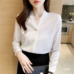 Shipping: Worldwide Express Shipping AvailableDelivery time: 🚚7-15Days Fast ShippingReturns: Fast refund,💯100% Money Back Guarantee.SPECIFICATIONSBrand Name: BONJEANStyle: Office LadyElasticity: Non StrechOrigin: Mainland ChinaCN: GuangdongSeason: Spring/SummerFabric Type: ChiffonMaterial: AcetateMaterial: PolyesterPattern Type: SolidFit Type: Regulai FitAge: MIDDLE AGEThickness: MidweightClothing Length: RegularDecoration: NONEShirts Type: Casual ShirtsDress Patterns: PulloverFabric content: White V-neck Office Blouse, White Long Sleeve Office Tops, White Long Sleeve Tops For Office, White Office Lady Blouse For Formal Occasions, Formal White Office Lady Blouse, Formal White Office Blouse, Formal White Blouse For Office Wear, White Spring Office Blouse, White Office Lady Blouse For Spring