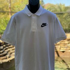 Nike Sportswear Polo Shirt [Cn8764-100]. Condition Is "New With Tags". 100% Cotton Sporty Collared Polo Shirt With Logo Print, Athleisure Sports Top With Polo Collar, White Collared T-shirt For Streetwear, Cotton Moisture-wicking Polo Shirt For Sports Season, Moisture-wicking Cotton Polo Shirt For Sports, Sporty Moisture-wicking Polo Shirt For Sports, White Polo Shirt For Sports, White Sporty Tops For Golf, White Athleisure Tops For Golf