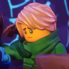 the lego movie character is holding his arm out and looking at something in front of him