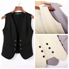 This item is for one waistcoat only. Please note this is in Asian sizing. Please check the measurements carefully before making a purchase. We suggest you buy two sizes larger. Beside, Please allow 1-3 cm difference due to manual measurement. Lady Linen Waistcoat Gilet Vest Flax Double Breasted Formal Work Uniform Top New Photos may slightly different from actual item's color due to the lighting during photo shooting or the monitor's display. Size: M-3XL M (UK 6): bust 84cm/33.0 in, waistline 74cm/29.1 in, front length 62cm/24.4 in L (UK 8): bust 88cm/34.6 in, waistline 78cm/30.7 in, front length 63cm/24.8 in XL (UK 10): bust 92cm/36.2 in, waistline 82cm/32.2 in, front length 63cm/24.8 in 2XL (UK 12): bust 96cm/37.8 in, waistline 86cm/33.8 in, front length 64cm/25.2 in 3XL (UK 14): bust 10 Sleeveless Blazer With Buttons For Fall, Sleeveless Fall Blazer With Buttons, Sleeveless Office Outerwear With Buttons, Fitted Button Closure Office Vest, Fitted Vest With Button Closure For Office, Fitted Office Vest With Button Closure, Fitted Winter Vest For Office, Fitted Vest For Office In Winter, Fitted Office Vest For Winter