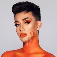 Fire Elemental Makeup Inspiration 🔥 #FireElementalCostume #BlazingBeauty #InfernoChic #ElementalPower #HalloweenFireElemental James Charles Makeup Looks, James Charles Looks, James Charles Palette, Fantasy Make-up, Halloween Make-up Looks, Sister Squad, Orange Makeup, Charles James