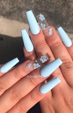 40 Spring Pastel Nails To Try This Year Baby Blue Nails, Pastel Nails, Cute Nail Designs, Best Acrylic Nails