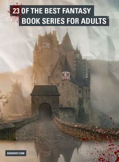 a book cover with an image of a castle in the background and text that reads, 23 of the best fantasy book series for adults