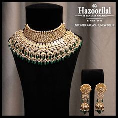 Jadau Jwellery, Hazoorilal Jewellers, Golden Jewellery, Unique Wedding Jewelry, Pendent Set, Jewellery Shops, Bridal Necklace Designs, Neck Pieces Jewelry, Bridal Jewels