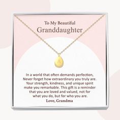 【GRANDDAUGHTER GIFT】Celebrate the special bond with your Granddaughter with a custom necklace made exclusively for her. Perfect for birthdays, Christmas, graduation or just because, this timeless piece is beautifully paired with a heartfelt message card and a charming gift box. Make her feel special with a necklace as unique as she is! 【NECKLACE DETAILS】 * Engraved Initial necklace * 18K gold over stainless steel * Pendant dimensions .57 /.41 inch * 5A cubic zirconia * Adjustable cable chain 16" + 2" extension * Lobster clasp attachment Satisfaction Guarantee: If you're not 100% satisfied with your purchase, please contact us and we will make it right your satisfaction is our utmost priority. Please contact me if you have any questions. ✅Visit Our Shop For More: Full Collection ➜ https://l Grandma And Granddaughter Jewelry, Granddaughter Tshirts, Grandaughter Blankets, Personalized Blanket For Granddaughter, Necklace For Granddaughter Under $25.00, Granddaughter Necklace, Grandchildren Gifts, Granddaughter Birthday, Granddaughter Gift