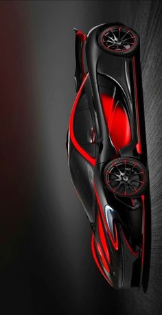 the concept car is shown in red and black