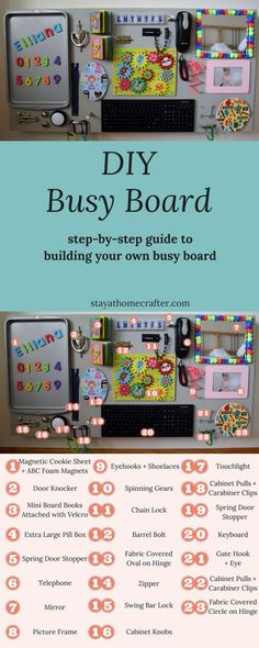 the diy busy board with instructions to build your own busy board