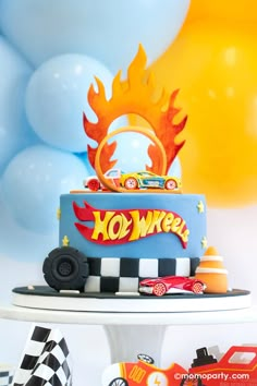 Hot Wheels Box Hot Wheels 3rd Birthday Cake, Hot Wheels Birthday Decorations Ideas, Hot Wheel Centerpieces Party Ideas, Hot Wheels Fourth Birthday, Hotwheels Birthday Theme, Hot Wheels First Birthday Party, Hot Wheels Pool Party, Hot Wheels 2nd Birthday Party Ideas, Hot Wheels 5th Birthday Party Ideas