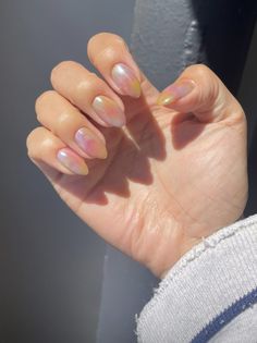 Subtle Rainbow Nails, Gel X Nail Designs, Nail Rainbow, Jewelry Gold Rings, French Tip Gel Nails, Romantic Nails, Summery Nails, Minimal Nails, Blush Nails