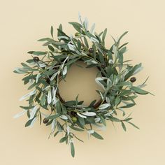 small faux olive wreath Diy Wine Rack Projects, Magnolia Market Joanna Gaines, Olive Branch Wreath, Wreath Hook, Olive Wreath, Baby Wreath, Artificial Floral Arrangements, Small Wreaths, Wood Plant Stand