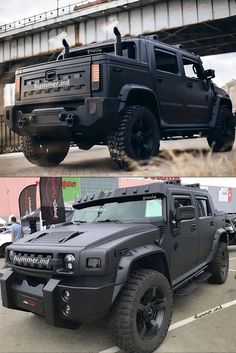 there are two different pictures of the same vehicle in this photo, one is black and the other is gray