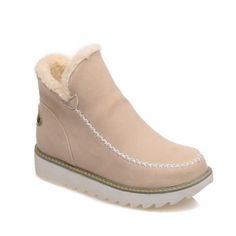 Lining Material: FurOccasion: Casual . OutdoorUpper Material: SuedeToe Type: Round ToeBoot Height: AnkleHeel Height: 1 1/6''Shoes Style: Snow BootsGender: WomenStyle: Slip-OnTheme: Winter . Spring . AutumnColor: Brown . Beige . Black Boots Gefüttert, Heel Boots For Women, Boots Fur, Ankle Snow Boots, Warm Winter Boots, Popular Boots, Warm Snow Boots, Flat Heel Boots, Boots For Short Women