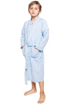 Give your little gent a lightweight layer for lazy mornings with this softly brushed cotton-blend woven robe patterned with cheery blue gingham. Its patch pockets, shawl collar and neat piping all make it cute and sophisticated. Style Name:Petite Plume Kids' Gingham Robe (Baby, Toddler, Little Kid & Big Kid). Style Number: 6255874. Cotton Plaid Sleepwear For Bedtime, Plaid Cotton Sleepwear For Bedtime, Plaid Cotton Sleepwear, Plaid Cotton Sleepwear For Sleepover, Spring Cotton Sleepwear With Pockets, Cotton Sleepwear With Pockets For Spring, Gingham Cotton Sleepwear For Bedtime, Cotton Gingham Sleepwear, Gingham Long Sleeve Sleepwear For Loungewear