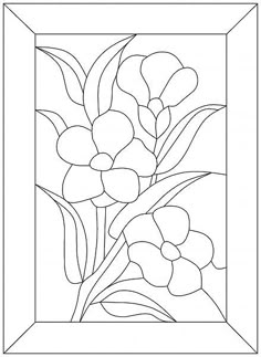 a black and white drawing of flowers in a square frame with the outlines for each flower