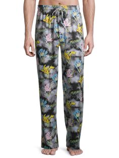 Pokemon Pajama Pants  ***Quick Shipping! US Seller. Guaranteed Officially Licensed Merchandise!*** Comfy Pokemon lounge pants feature Pikachu, Squirtle & Jigglypuff on black and white background. Vibrant colors, front pockets and drawstring waist.  Perfect for lounging, sleeping or working from home in style. This pair of pants is men's sizing, but would be great for women too. Shipped quickly from smoke free/pet free location. Brand New with tags in factory sealed catalog bag. Purchase with con Casual Cartoon Print Bottoms For Pajama Party, Casual Cartoon Print Pants For Loungewear, Playful Character Print Bottoms For Loungewear, Playful Character Print Loungewear Bottoms, Playful Multicolor Bottoms With Character Print, Casual Character Print Loungewear Bottoms, Casual Loungewear Bottoms With Character Print, Fun Multicolor Bottoms For Loungewear, Multicolor Character Print Fun Bottoms