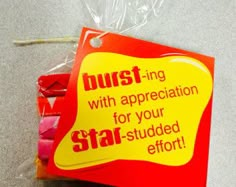 a red and yellow sign that says must ing with appreciation for your star - studed effort