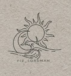 a drawing of a sun and waves on a paper