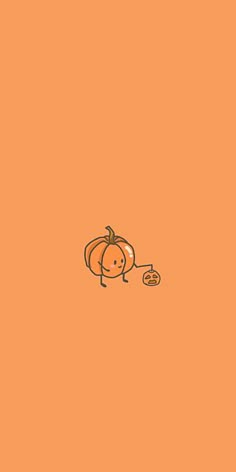 an orange background with a cartoon pumpkin on it