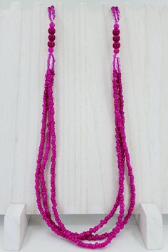 Bright pink beads in varying sizes and shades really make this handmade necklace pop! The necklace has 2 strands on the top half of the necklace, and 3 on the bottom half. This necklace is large enough to pull over your head without a clasp. JEWELER PHILOSOPHY -I enjoy making as many parts of my jewelry as I can, including findings, connectors, hooks, clasps, components, and jump rings from sterling silver. -I try to reuse as much as I can from unwanted pieces, including beads and fasteners. -People are not machines. No two items will look exactly the same, and items may come with handmade marks and imperfections (it's how we know humans made them). -I am not a gemologist or a geologist and I do my best to identify stones and gemstones whenever possible, but I do not know them all. PROTECT Small Necklace, Diy Charm Bracelet, Bead Stitching, Beaded Drop Earrings, Bead Charm Bracelet, Pink Beads, Glass Bead Necklace, Matching Necklaces, Pink Glass