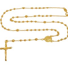 Make a striking statement with the exquisite 18k gold-filled Virgin Rosary Necklace. Inspired by faith, prayer, and protection, its design resonates with symbolism. Whether worn solo for an elegant aura or layered with other pieces for a personalized touch, this necklace elevates any ensemble. Ideal for daily wear or special events, it's a must-have accessory for those who wish to showcase their faith with flair. -18K Gold Filled -Miraculous Virgin Rosary Necklace. -Width: 1.5 mm -Beads: 3mm. -A Gold Rosary Necklace, Rosary Style Necklace, Gold Rosary, Rosary Necklace, The Rosary, Faith Prayer, Style Necklace, Necklace For Women, Rosary