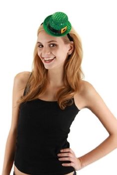 You don’t have to reach the end of the rainbow to capture the lucky look of the Irish! This costume accessory includes a green mini - party sized - sequin covered top hat with black ribbon and buckle band. This mini hat headband is perfect for St. Patrick's Day, Munchkins from the Wizard of Oz, Christmas, burlesque, Mardi Gras, Halloween, cosplay, theatrical productions and more! Slight color variations in computer monitors, mobile devices and tablets may exist. Other St Patrick's Day/Christmas