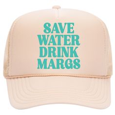 PRICES MAY VARY. Best-Selling: This best-selling trucker hat features our Save Water Drink Margs logo printed on its foam front with attention to every detail. Comfortable: This is the most comfortable trucker hat with its foam front, cushioned soft cloth sweatband, and flexible mesh 5-panel construction that keeps you cool and retains its perfect shape all day and night. Snapback: This popular hat features a slightly curved visor, a classic high-structured crown, and an adjustable snapback closure at the back that ensures a personalized fit for all head sizes of both men and women. The perfect fit. Stylish: This trendy hat is the perfect touch to your outfit and attracts compliments everywhere you go. Designed for everyday wear, while traveling, on adventures, playing sports, and more. Wo Funny Baseball Hat, Cabo Outfits, Margarita Tequila, Drinking Funny, Funny Trucker Hat, Cute Drinks, Tequila Margarita, Popular Hats, Save Water Drink