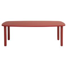 a red table on a white background with no one around it or the table top