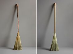 two pictures of a broom on top of each other