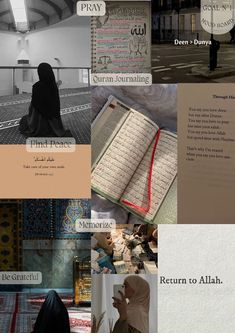 several different images with the words written in arabic and some pictures of people walking around