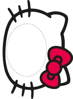 the hello kitty face has been drawn in pink and black with a bow on it's head